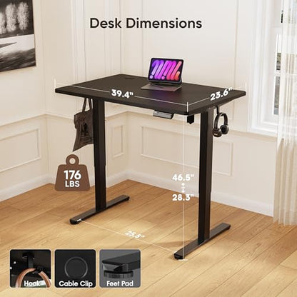 Monomi 39.4" Electric Standing Desk, Height Adjustable sit Stand up,Black - color: Black, size: 40x24