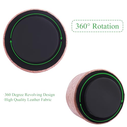 Round Leather Art Supply Organizer,Remote Control Holder,360 Degree Spinning,Multi-Functional Pencil Holder,4 Compartments Desktop Stationary Organizer(1-Carved Pink) - color: 1-Carved Pink