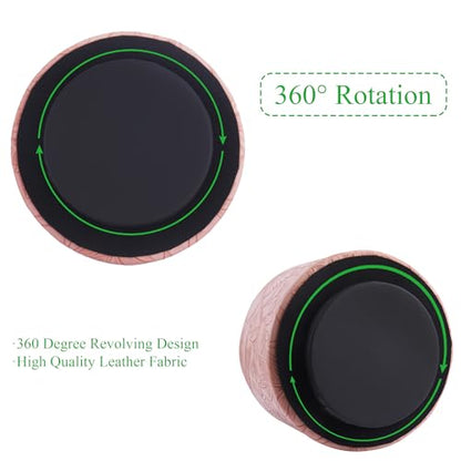 Round Leather Art Supply Organizer,Remote Control Holder,360 Degree Spinning,Multi-Functional Pencil Holder,4 Compartments Desktop Stationary Organizer(1-Carved Pink) - color: 1-Carved Pink