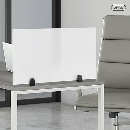 2 PCS 30" x 18" Clamp-On Desk Privacy Panels, Frosted Acrylic Desk Dividers, Plexiglass Office Partitions for Open Workspace Classroom Study