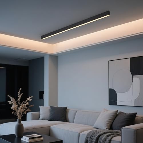 Black ceiling light LED, used for living room, bedroom, hallway, kitchen, - size: 47.2IN