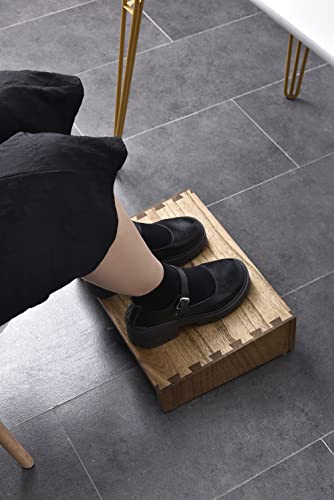 KIRIGEN Adjustable Wooden Under Desk Footrest, Office Foot Stool, Brown