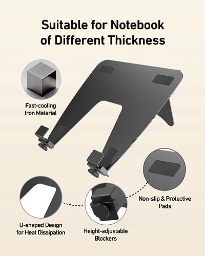 ergounion Laptop Tray for Monitor Arm - VESA Mount 100x100mm, Laptops up to 17.3in & 28.6lbs - Notebook Tray Office Desk Accessories - Black - color: Black
