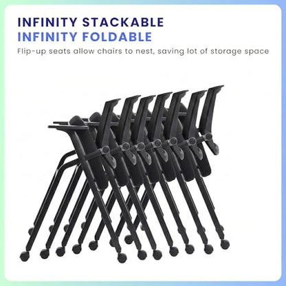 10 Pack Stackable Conference Room Chairs with Paddle Folding Office Chair Foldable Desk Chair Mesh Back and Arms for Conference Meeting Guest Reception Home Office Training Room Chair Black - color: Black, size: 10 Pack