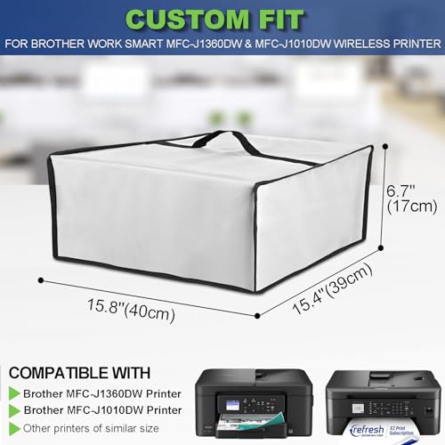 Printer Cover for Brother Work Smart MFC-J1360DW Printer(Silver) | Cover for Brother MFC-J1360DW/MFC-J1010DW Printer, Heavy Duty Waterproof Dustproof Anti-static Printer Protective Cover Case - color: Sliver