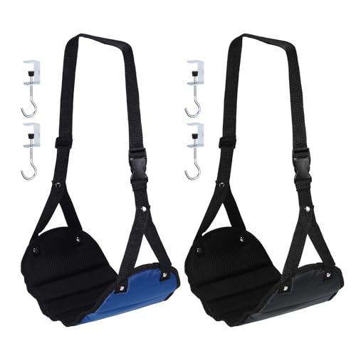 PATIKIL Airplane Footrest,Adjustable Foot Hammock with Hook,Black,Dark Blue - color: Black, Dark Blue