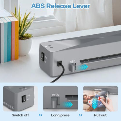 Assark Laminator 9 Inch with 10 Laminating Sheets - color: White, size: A4