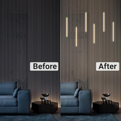 HAMRVL Black LED Recessed Lighting Kit - 6 PCS 16-Inch 3000k Dimmable Warm White LED Lights with Touch Switch, Wall Panel Light for Wood Slat Wall Panels, Headboards, Stairs, Under Cabinet, Home Decor - size: 16-Inch/6 Pack