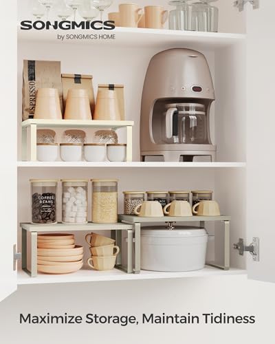 SONGMICS Cabinet Organizer Shelf, Set of 3 Spice Rack, Kitchen Storage | Kitchen Counter Shelves, Kitchen Storage, Spice Rack, Summer Sand, BYSTRO Collection UKCS220K01 - color: Sand Beige