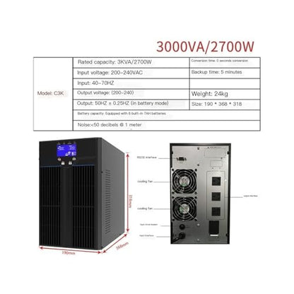 Online UPS 3KVA/2700W Built-in Battery Pure Sine Wave