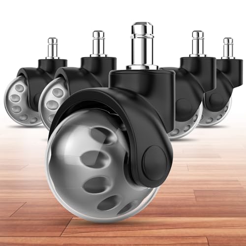 Omyoffice Office Chair Ball Casters 2", 2000LBS Set of 5, Smooth Rolling | Quiet Chair Casters for Hardwood & Carpet, Universal Fit 7/16"x7/8" Stem 11mm, Easy Install, Grey - style: Premium Gray