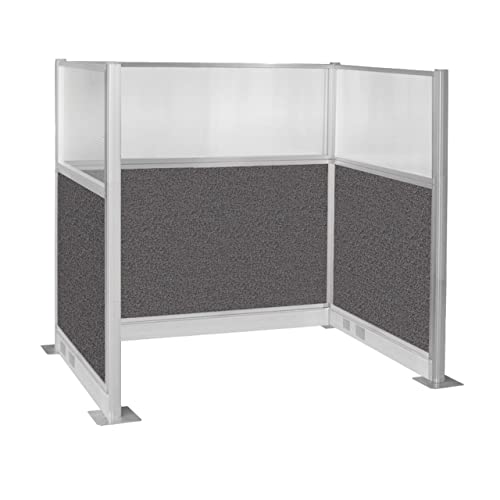 Versare Pre-Configured Hush Panel Electric Cubicle | Workstation Divider Walls | Cubicle Privacy Panels | Office Partition Walls - color: Charcoal Gray, size: 6' x 4' W/ Window Single
