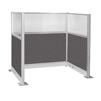 Versare Pre-Configured Hush Panel Electric Cubicle | Workstation Divider Walls | Cubicle Privacy Panels | Office Partition Walls - color: Charcoal Gray, size: 6' x 4' W/ Window Single