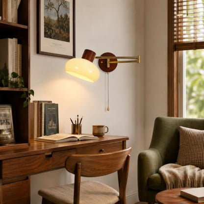 KCO Lighting Mid Century Brass Gold Swing Arm Wall Sconce Light Pull Chain - color: 20cm Yellow