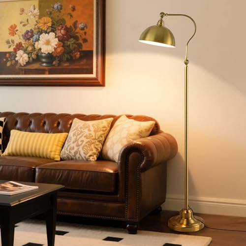 Bright Reading Floor Lamp with Remote and Bluetooth Dimming - color: Gold Remote Dimming