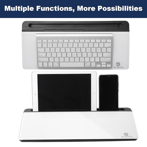 TSJ OFFICE Desktop Whiteboard Dry-Erase-Board - Computer Keyboard Stand White Board Surface Pad with Drawer, Desk Organizers with Accessories for Office, Home, School Supplies - Black - color: Black