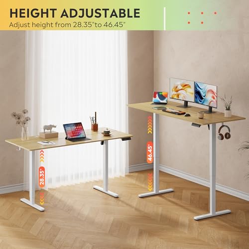 DEVAISE 63 Inch Standing Desk with Split Top, Computer Desk, Maple - color: Maple, size: 63 Inch