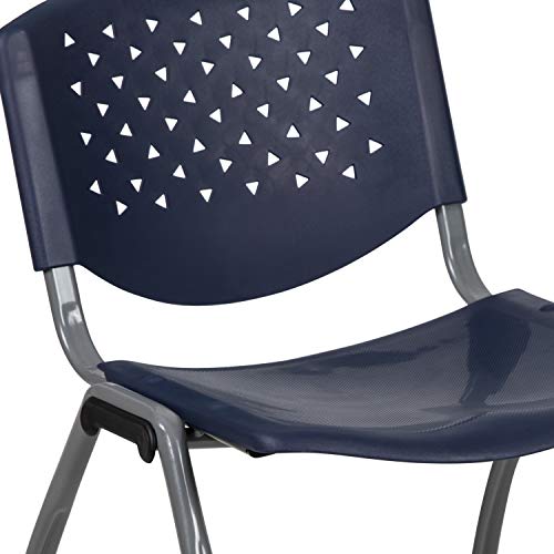 Hercules Series 5 Pack 880 lb. Capacity Navy Plastic Stack Chair with Titanium Gray Powder Coated Frame - color: Navy
