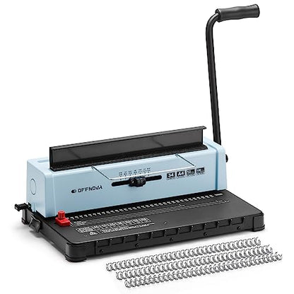 OFFNOVA Wire Binding Machine, 34 - Square Punch Holes, 3:1 Pitch, Punch 12 Sheets Bind 120 Sheets, Book Binder with Adjustable Side Margin, Easy to Punch for Letter Size / A4 / A5 - style: Single-arm
