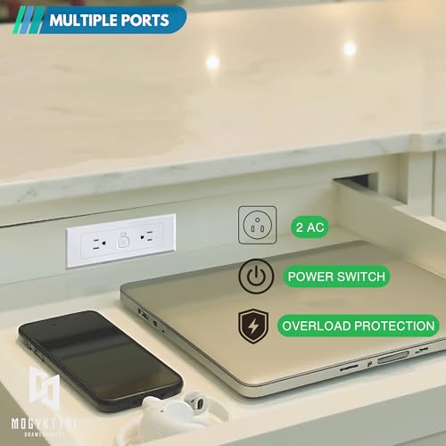 in-Drawer Outlet Kit, 2 AC Outlets, Power Switch with Overload Protection - size: PD20W (2 AC)