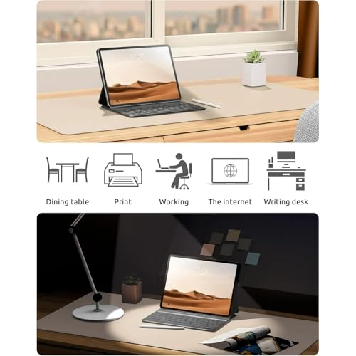 Desk Pad, Leather Non-Slip Laptop Computer Desk Keyboard Mat, Table Protector Blotter Mat, Large Mouse Pad (24" x 12")-Creamy White - color: Creamy White