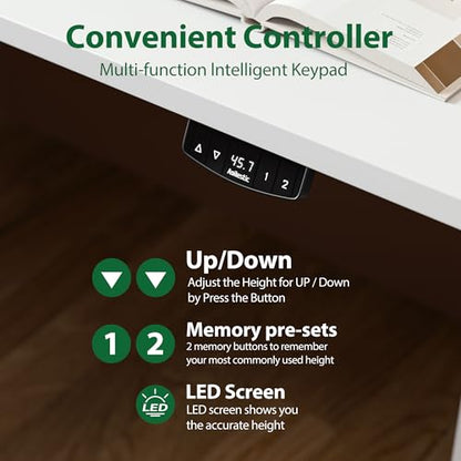 Agilestic Electric Height Adjustable Standing Desk, 63 Inch, White | Smooth Height Adjustment, Memory Presets, Hooks, Stable Steel Frame,154 lbs Capacity, Easy Assembly, Splice Board - color: White, size: 63 x 24 Inch