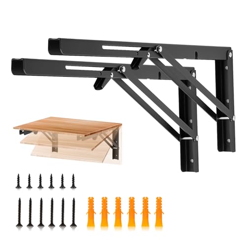 JOY DECOR Matte Black Folding Shelf Brackets, 18 Inch, 2 Pack - size: 18 Inch