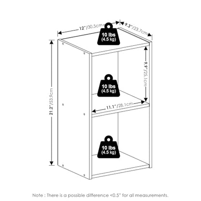 Furinno PASIR Book Shelf, 2-Tier Modern Bookshelf, Open Shelves Bookcase 9 x 12 x 21, Easy Assembly, for Living Room, Bedroom, Home Office, Green/White - color: White/Green, size: 2-Cube