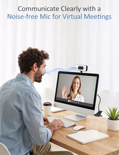 Webcam for PC, 4K Streaming Camera with Light, Web Camera for Desktop/Laptop Computer Webcam with Microphone, Plug and Play USB Web Cam with Bracket, for Video Calls and Meetings