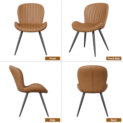 Dining Chairs Set of 6 Modern Fabric Dining Room Chairs Upholstered Dining Chairs with Thick Cushions Metal Legs Armless Back Chair for Kitchen and Living Room Brown - color: Brown (Fabric), size: Set of 6