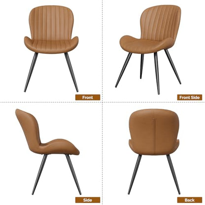 Dining Chairs Set of 6 Modern Fabric Dining Room Chairs Upholstered Dining Chairs with Thick Cushions Metal Legs Armless Back Chair for Kitchen and Living Room Brown - color: Brown (Fabric), size: Set of 6