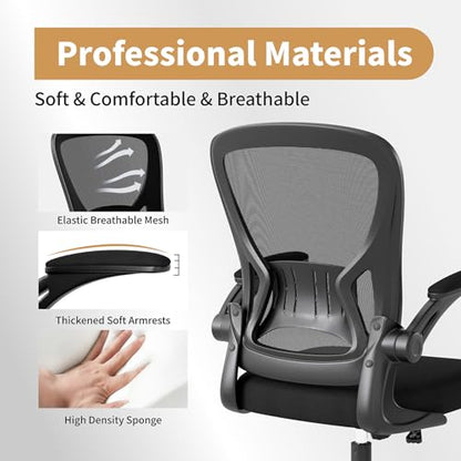 Youhauchair Office Chair Set of 4, Ergonomic Home Office Desk Chairs with Flip-up Arms and Lumbar Support, Height Adjustable, Black - color: Black, size: Set of 4