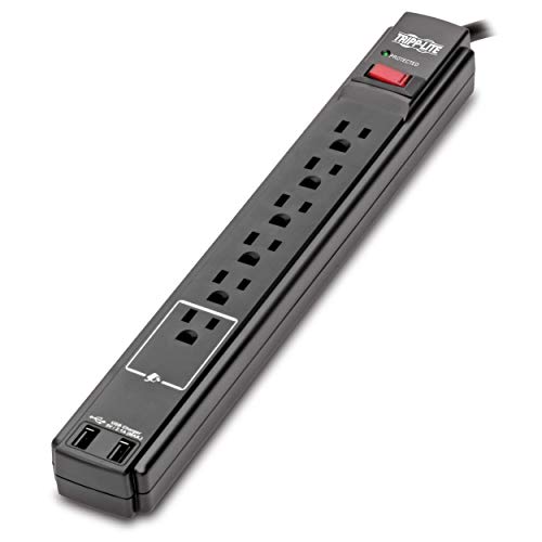 Eaton Tripp Lite TLP606USBB 6 Outlet Black Surge Protector with USB & USB-C - color: Black, size: 6 feet Cord, style: USB Charging