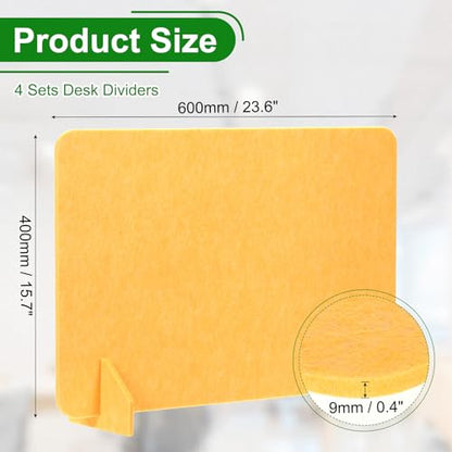 PATIKIL Desk Divider, 4 Set 24 x 16 Inch Acoustic Freestanding Desk Divider Desk Privacy Panel with 8 Pcs Support Feet for Library Office Workstation,Yellow - color: Yellow
