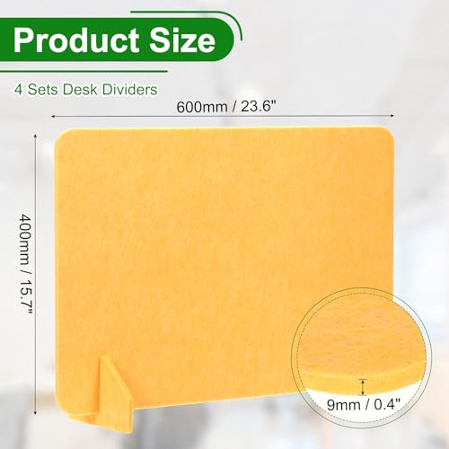 PATIKIL Desk Divider, 4 Set 24 x 16 Inch Acoustic Freestanding Desk Divider Desk Privacy Panel with 8 Pcs Support Feet for Library Office Workstation,Yellow - color: Yellow