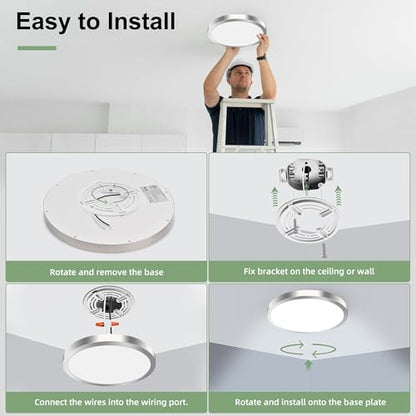 hykolity 12 Inch Selectable CCT LED Round Flat Panel Light,2 Pack | 24W 3000K/4000K/5000K, Edge-Lit Flush Mount Ceiling Light Fixture for Kitchen, Bedroom, Laundry and Closet Room,Brush Nickel - color: Brush Nickel, size: 12 inch