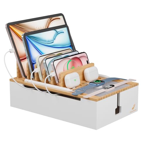 Pezin & Hulin Charging Station, Natural+White (No USB Charger and Cables) - color: Natural+White, size: Dock (No Charger&Cables)