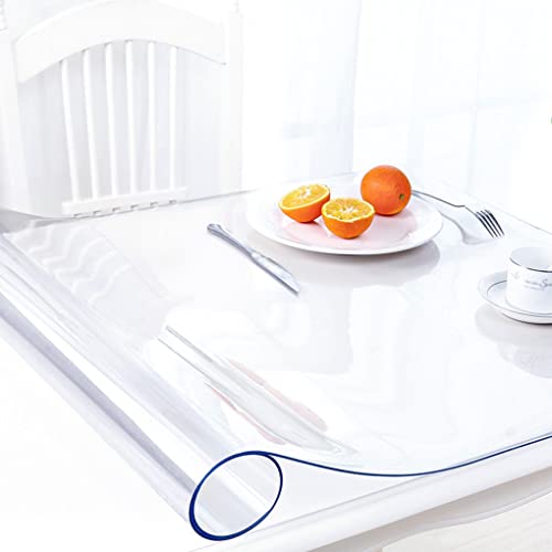 12x54 Inch Clear PVC Table Cover Protector Rectangle Vinyl Table Pad Cover Desk Blotter Mats on Top of End Bedside Table Night Stand Office Desk Dining Coffee Table Easy Clean Non-Slip - color: New Clear 1.5mm, size: 12 X 54 Inches