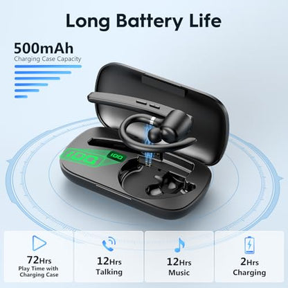 New Bee Bluetooth Headset, 72H Talktime Wireless Bluetooth Earpiece for Cellphone with 500mah Charging Case V5.1 Dual Mic Noise Cancelling Hands-Free Earphones for Office Driver | 500mah Charging Case V5.1 Dual Mic ENC Noise Cancelling Hands-Free Headset