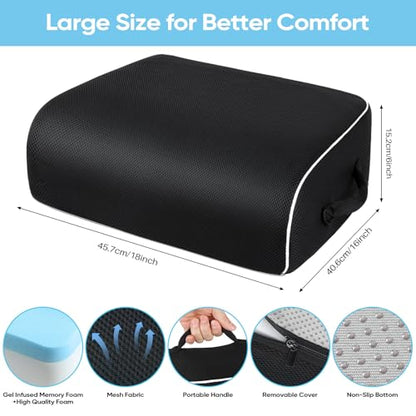 Thick Chair Cushions, Office Booster Seat Cushion to Tailbone Pain Relief - color: Black, size: 18"x16"x6"