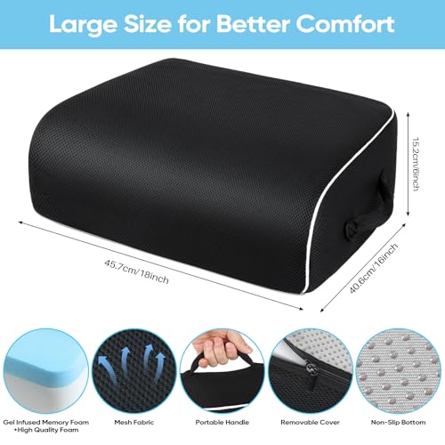 Thick Chair Cushions, Office Booster Seat Cushion to Tailbone Pain Relief - color: Black, size: 18"x16"x6"