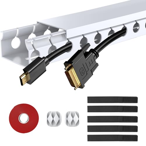 ENONCI Cable Raceway Kit 77in Under Desk Wire Cover Organizer 5-Pack - color: White, size: 5 Pack