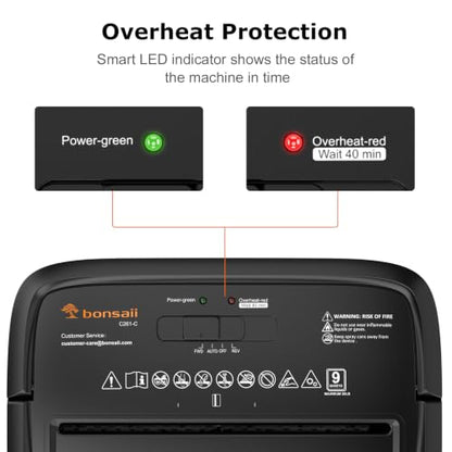 Bonsaii 9-Sheet Crosscut Paper Shredder for Home, P-4 Security Level | Shreds Credit Card, Mail, Staple & Clip, Document Shredder, 4.2 Gal Wastebasket, Small Shredder for Home Office, C261-C - size: Crosscut 9 Sheet Updated