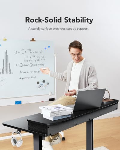 HUANUO 55″ x 26″ Electric Standing Desk with 2 Drawers, C-Clamp Mount Compatible, Height Adjustable Computer Desk, Home Office Stand Up Desk with 4 Preset Heights & 2 Hooks, Black - color: Black, size: 55" X 26"