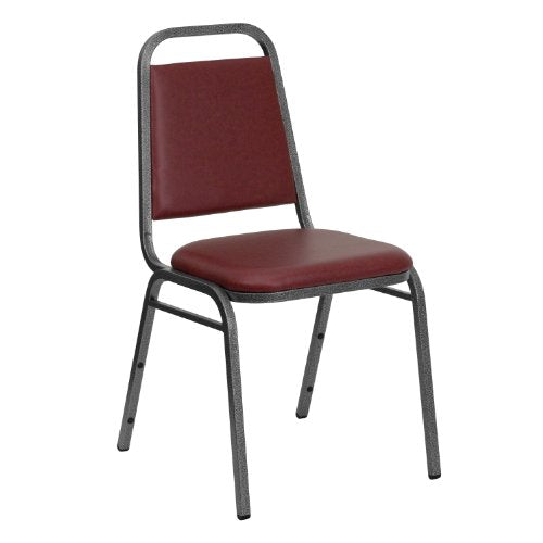 Flash Furniture Hercules Trapezoidal Back Stackable Banquet Chair, Burgundy - color: Burgundy Vinyl/Silver Vein Frame, size: Set of 1