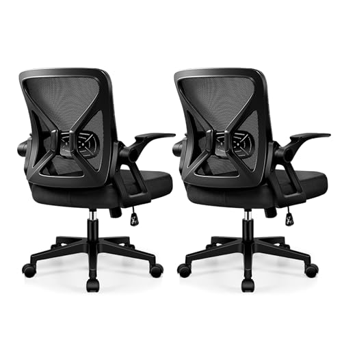 FelixKing Office Chair - Ergonomic Desk Chair Breathable Mesh Task with Wheels and Lumbar Support Home Desk Office Chairs with Flip up Armrest Rolling Swivel for Home Computer Black Pack of 2 - color: Black, size: 2 PACK