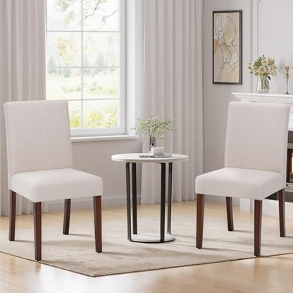 MALOL Upholstered Dining Chairs Set of 2, Fabric Dining Room Chairs, Modern Wooden Dining Chair, Kitchen Side Chairs, Farmhouse Dinner Chair with High Back for Kitchen, Beige - color: Beige, size: Set of 2