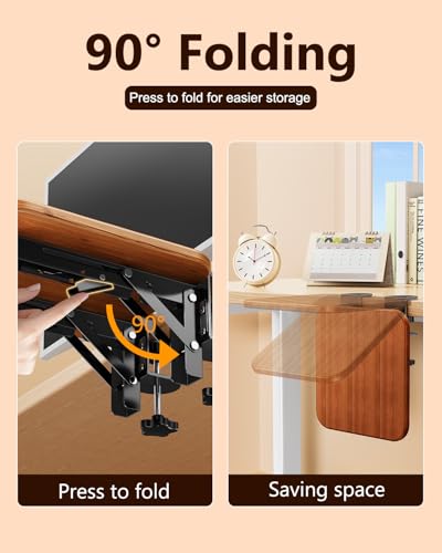 Ergonomic Wood Desk Extender Tray, Foldable Elbow Wrist Rest Shelf