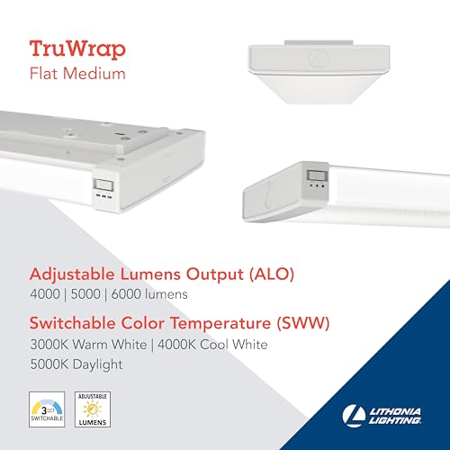 Lithonia Lighting 4' Wraparound LED Shop Light, Adj Brightness, 3-in-1 CCT - size: Medium, style: Flat