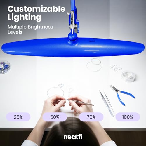 Neatfi LED Desk Lamp, 2200 Lumens, 24W, 20-Inch Head (Sapphire Blue) - color: Sapphire Blue, size: Non-CCT with Clamp